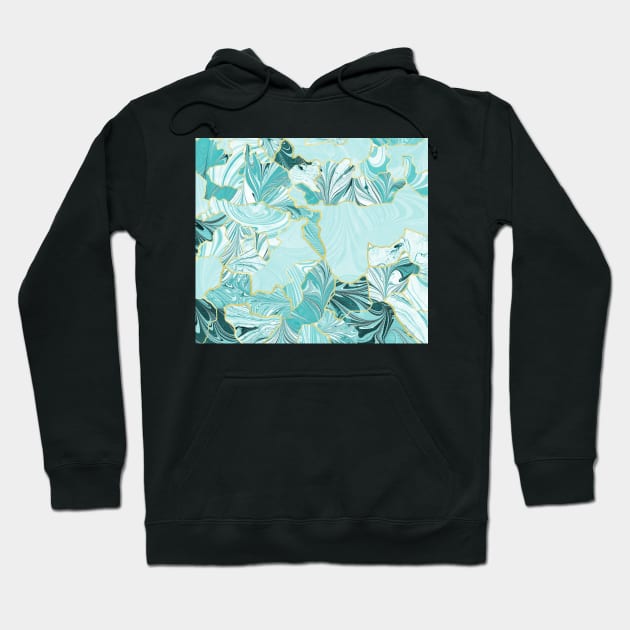 Marbled Kintsugi Teal Hoodie by MarbleCloud